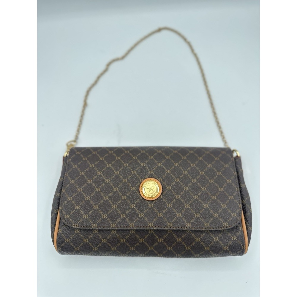 Rioni Evening Bag Clutch Signature "ELLE" Brown Leather